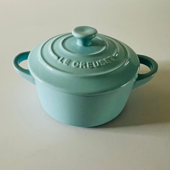 LE CREUSET CK Sky Blue 10cm Mini Round Cocotte - Picture 1 of 5